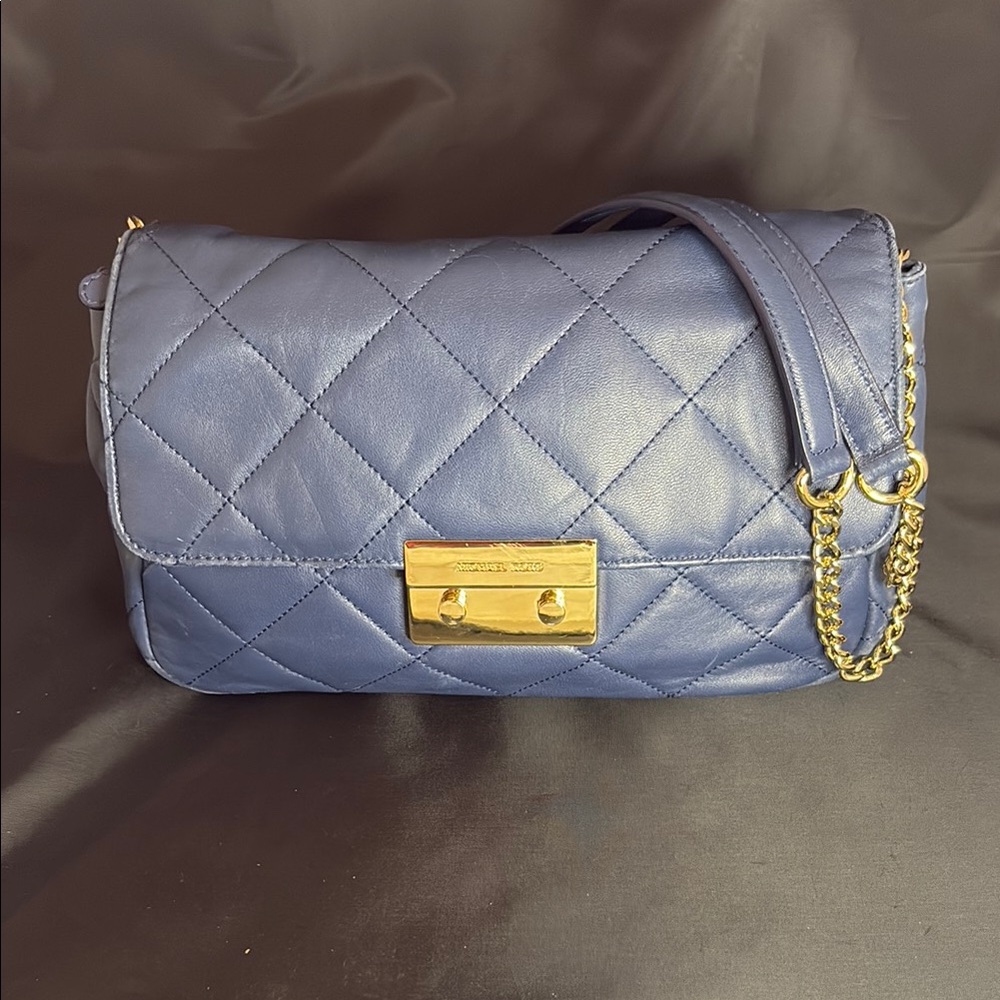 Michael Kors Quilted Blue Leather Shoulder Bag